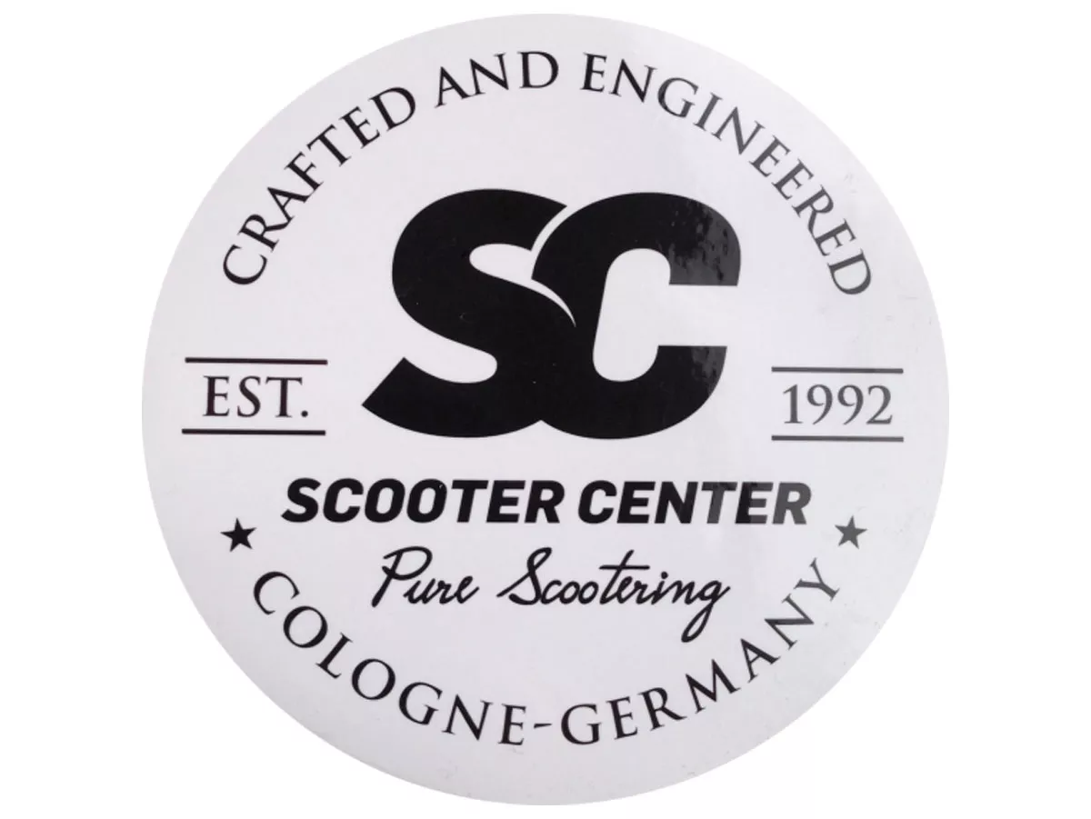 Sticker Scooter Center Keulen Duitsland - Rond, wit, 95 x 95 mm