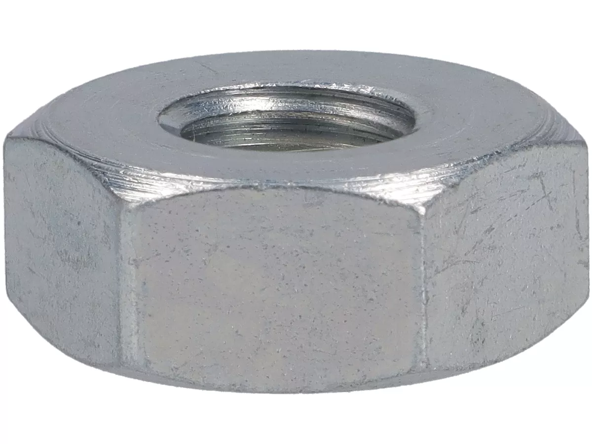 Moer M9 x1.25 SW=17 (gebruikt voor hulpas Vespa PX, T5 125cc, Cosa, Rally180 (VSD1T), Rally200 (VSE1T), Sprint150 (VLB1T), GT125 (VNL2T), GTR125 (VNL2T), TS125 (VNL3T), GL150 (VLA1T), GS160 / GS4 (VSB1T), SS180 (VSC1T), VNA, VNB, VBA, VBB