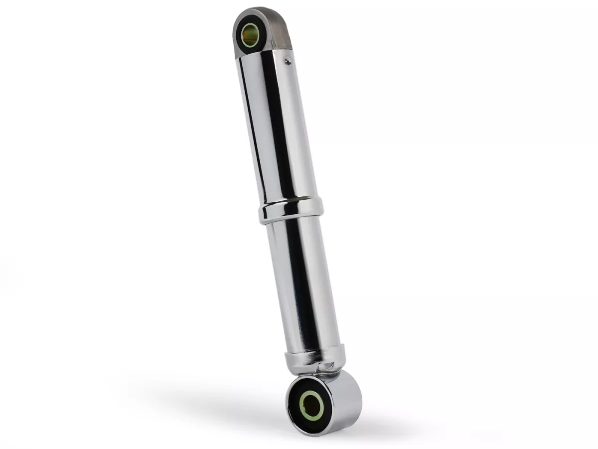 Peredam kejut depan -PREDIERI ABBATE logam, krom, diperkuat- Vespa Largeframe Rally180/200 (VSD1T/VSE1T), Sprint150 (VLB1T), GT125 (VNL2T), GTR125 (VNL2T), TS125 (VNL3T), GL150 (VLA1T), Super (VNC/VBC), VNA, VNB, VBA, VBB, Wideframe V30-33, VM, VN, VL, GS