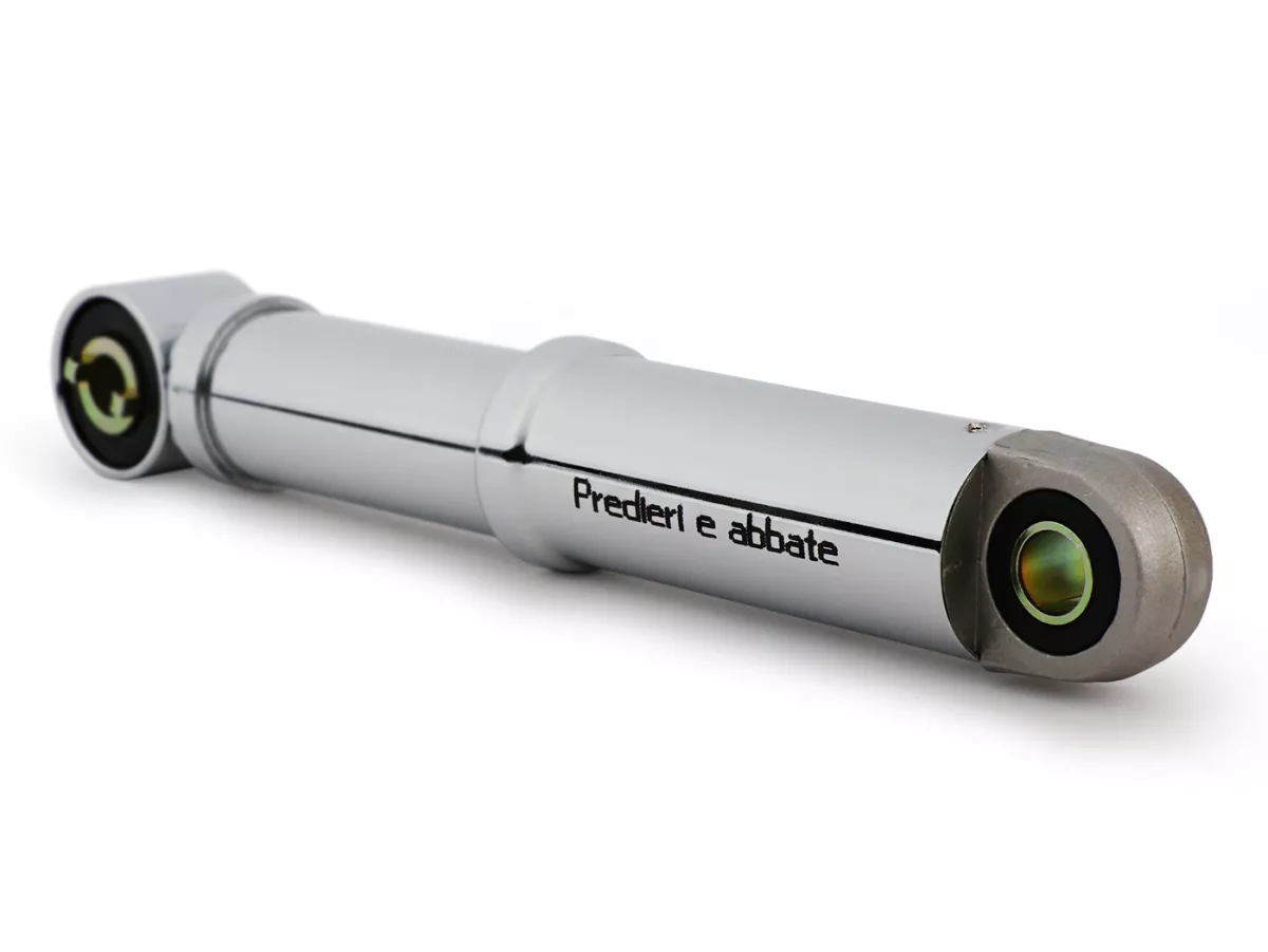 Peredam kejut depan -PREDIERI ABBATE logam, krom, diperkuat- Vespa Largeframe Rally180/200 (VSD1T/VSE1T), Sprint150 (VLB1T), GT125 (VNL2T), GTR125 (VNL2T), TS125 (VNL3T), GL150 (VLA1T), Super (VNC/VBC), VNA, VNB, VBA, VBB, Wideframe V30-33, VM, VN, VL, GS