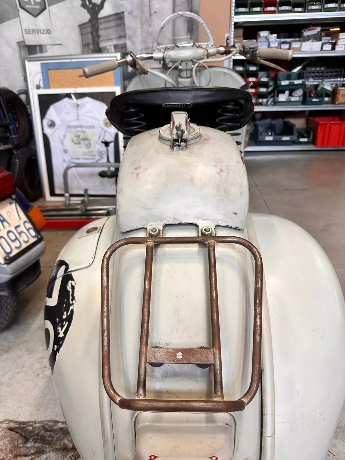 Rear luggage rack -PLC CORSE Sprint Rack- Vespa Wideframe V1-V15, V30-V33, VM, VN, VL, VB - raw style - bare metal (not protected against rust)