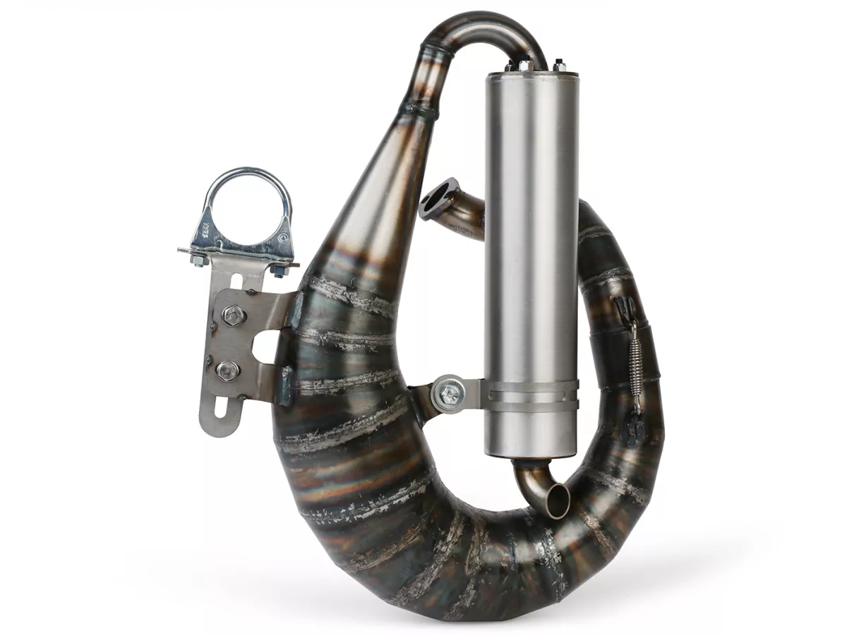Auspuff -EGIG PERFORMANCE Mamba S (1.5mm Blech), Ø=32mm (54-60mm Stehbolzenabstand), verschraubter XXL Enddämpfer (Ø70mm)- Vespa ET3, PV125