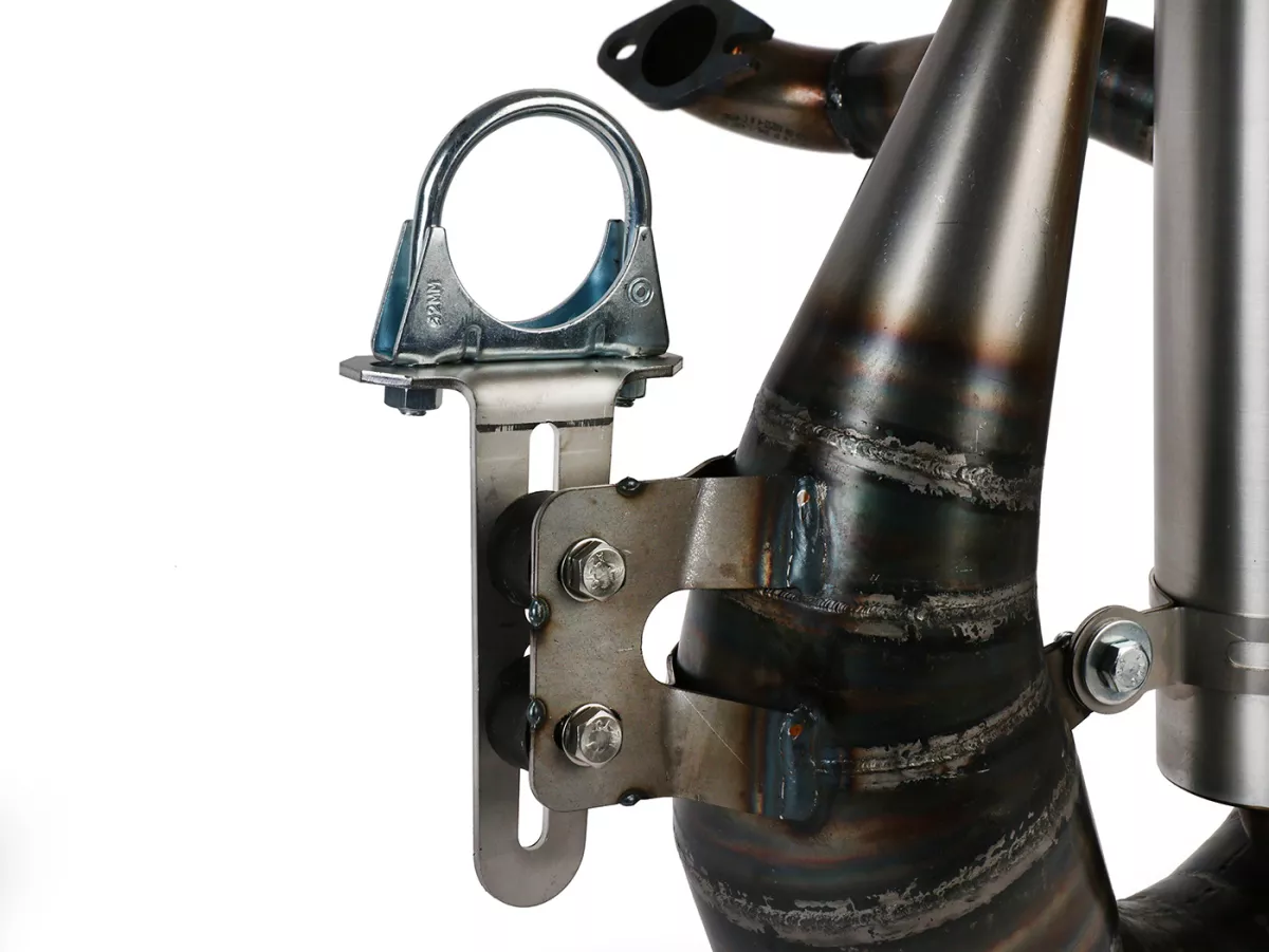 Auspuff -EGIG PERFORMANCE Mamba S (1.5mm Blech), Ø=32mm (54-60mm Stehbolzenabstand), verschraubter XXL Enddämpfer (Ø70mm)- Vespa ET3, PV125