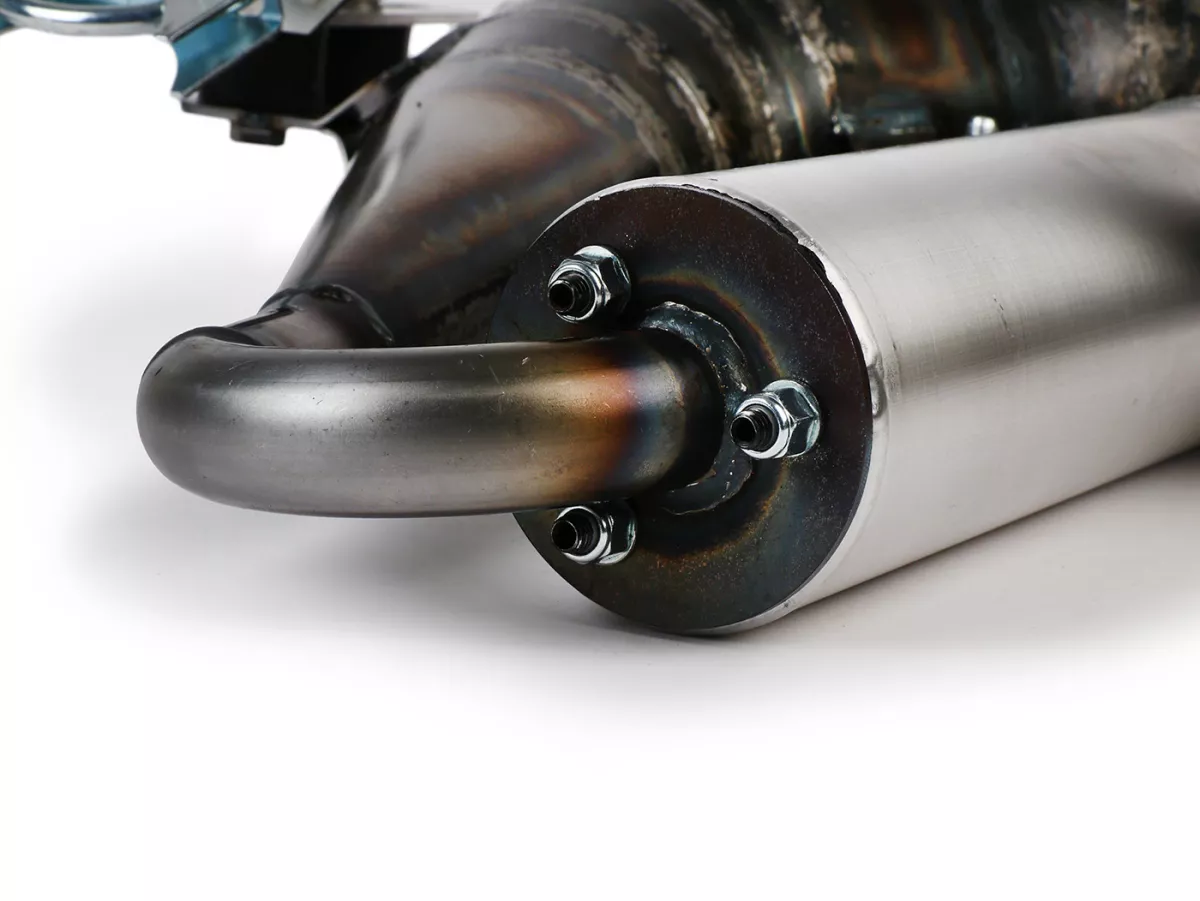 Auspuff -EGIG PERFORMANCE Mamba S (1.5mm Blech), Ø=32mm (54-60mm Stehbolzenabstand), verschraubter XXL Enddämpfer (Ø70mm)- Vespa ET3, PV125