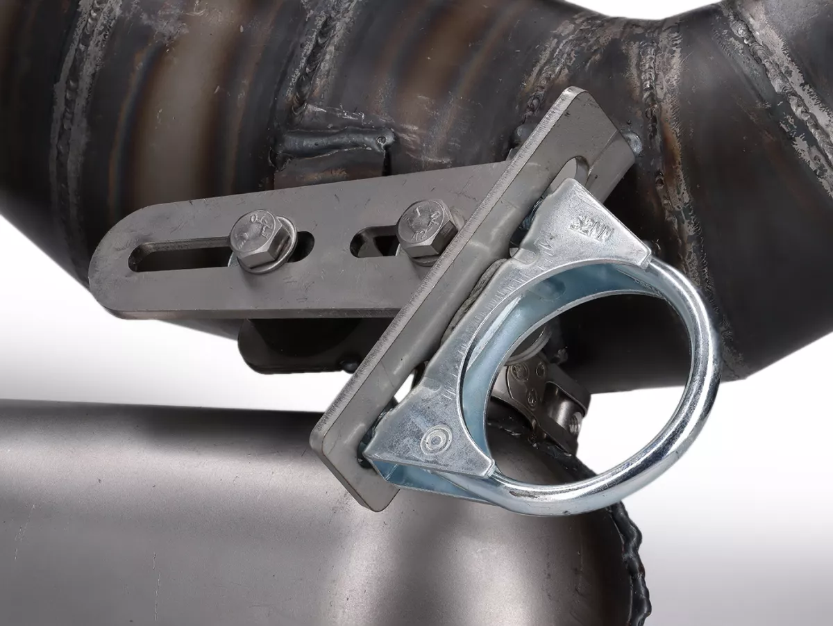 Auspuff -EGIG PERFORMANCE Stealth Sepp Ø=32mm (54-60mm Stehbolzenabstand) - wie Auspuff Mamba S aber mit XXL Schalldämpfer wie Banane (100x350mm) - Vespa ET3, PV125