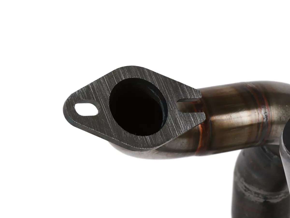 Avgasrör -EGIG PERFORMANCE Unisex Curly (1,5 mm plåt) 125-170cc, Ø=32mm (54-60mm bultavstånd), bultad XXL bakre ljuddämpare (Ø70mm) - Vespa ET3, PV125 (passar även för fordon med bagageutrymme i vänster sidokåpa)