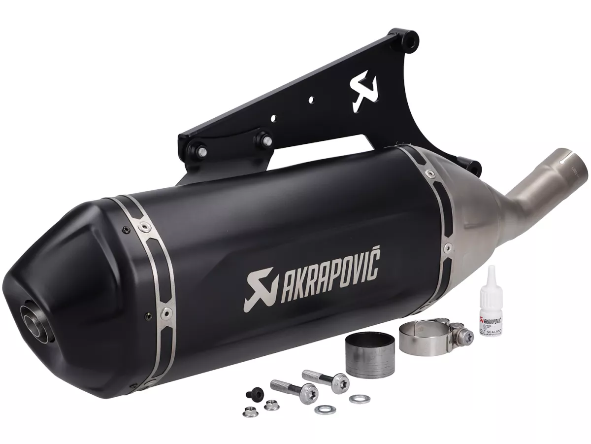 Exhaust -AKRAPOVIC- Slip-On Line (SS), Euro 5+ - Vespa Primavera 125 Basic, Red, Batik (ZAPMD1102) - Stainless steel black
