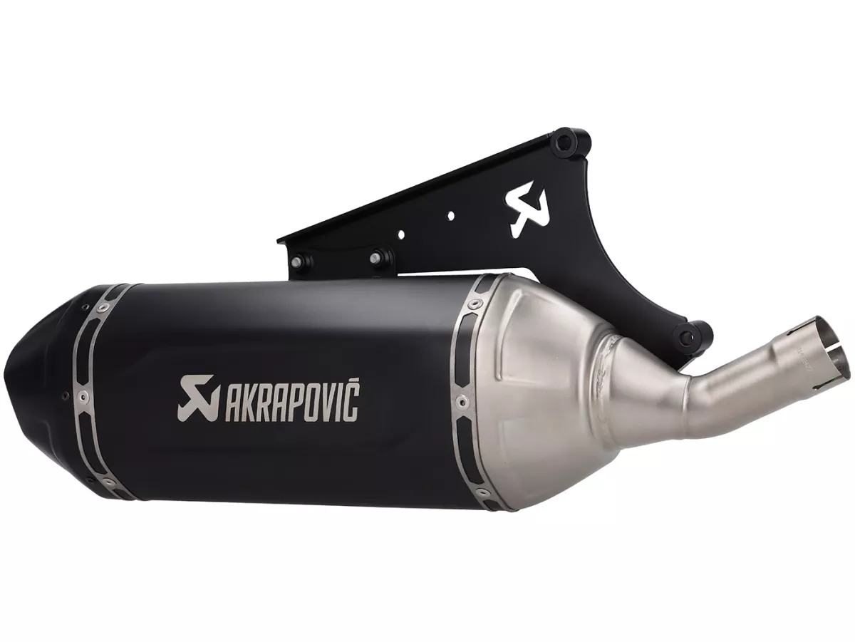 Exhaust -AKRAPOVIC- Slip-On Line (SS), Euro 5+ - Vespa Primavera 125 Basic, Red, Batik (ZAPMD1102) - Stainless steel black