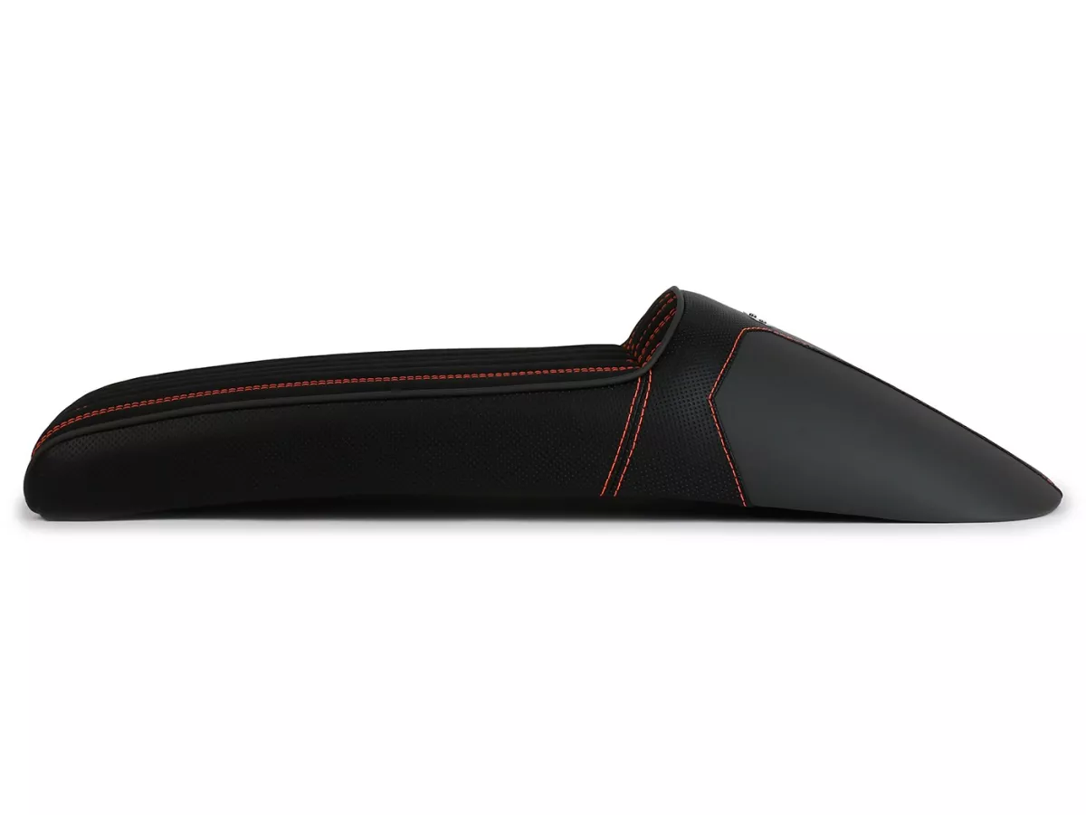 Selle BGM TEST BIKE avec coutures orange pour Royal Alloy GP 125/300/350, TG 125/300/350