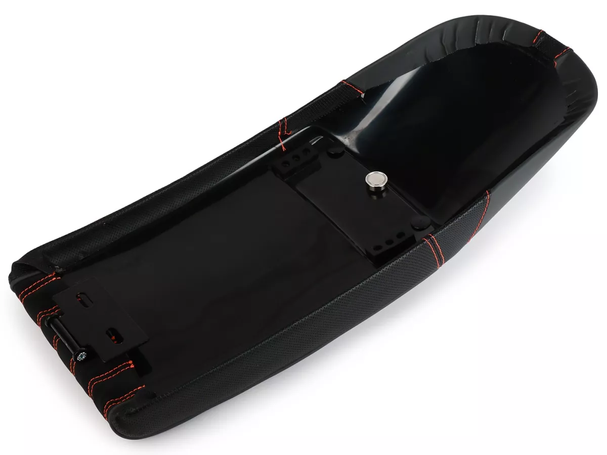 Selle BGM TEST BIKE avec coutures orange pour Royal Alloy GP 125/300/350, TG 125/300/350