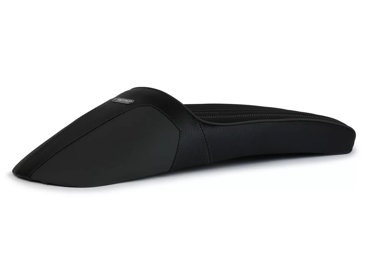 Selle BGM TEST BIKE avec coutures grises pour Royal Alloy GP 125/300/350, TG 125/300/350