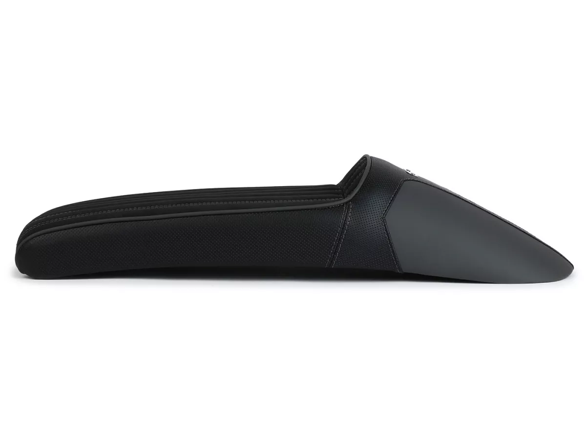 Selle BGM TEST BIKE avec coutures grises pour Royal Alloy GP 125/300/350, TG 125/300/350