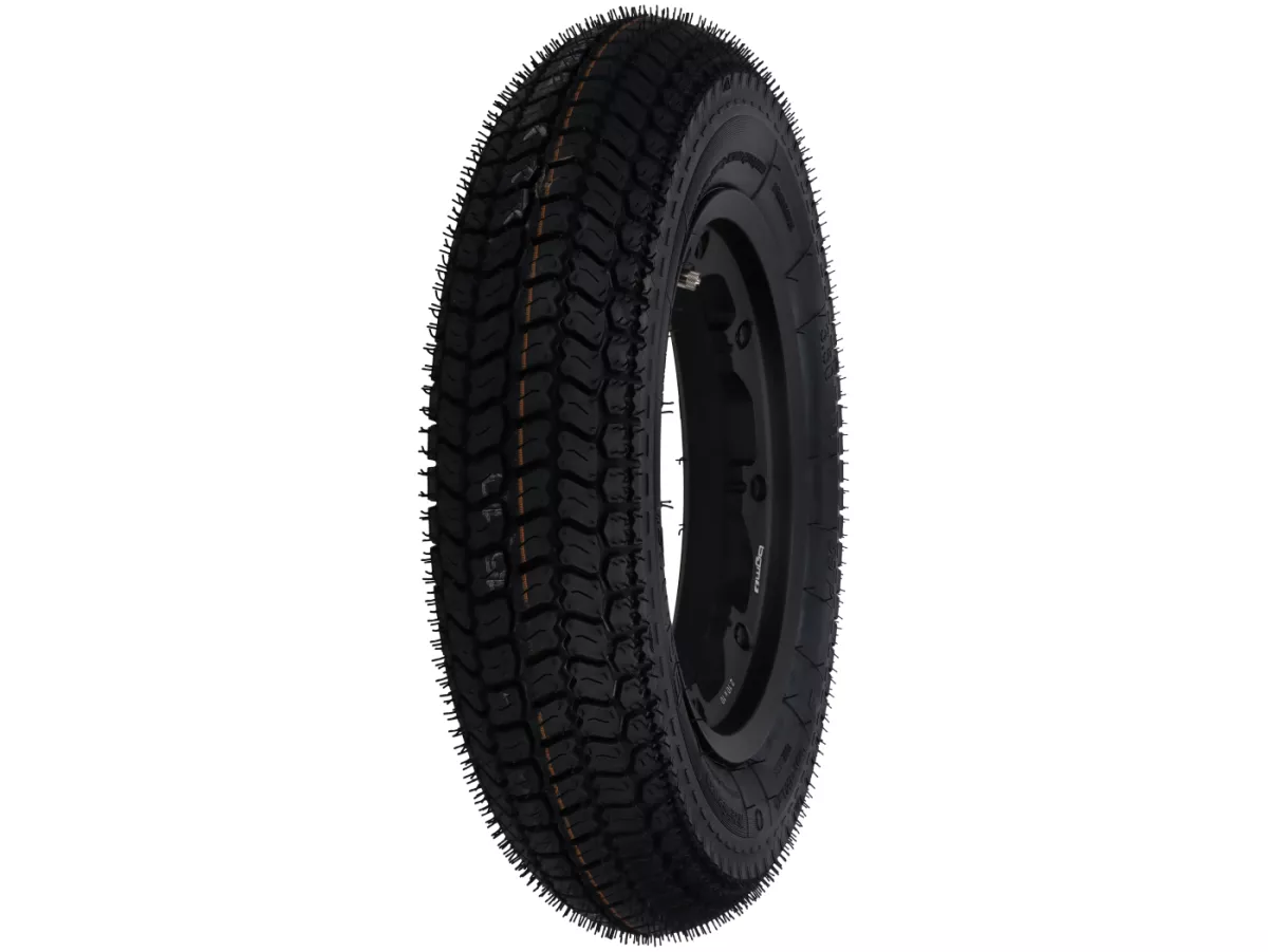 Roue complète -BGM Classic, sans chambre à air, Lambretta- 3.50 - 10 pouces TL 59S (renforcée) - Jante 2.10-10 noire