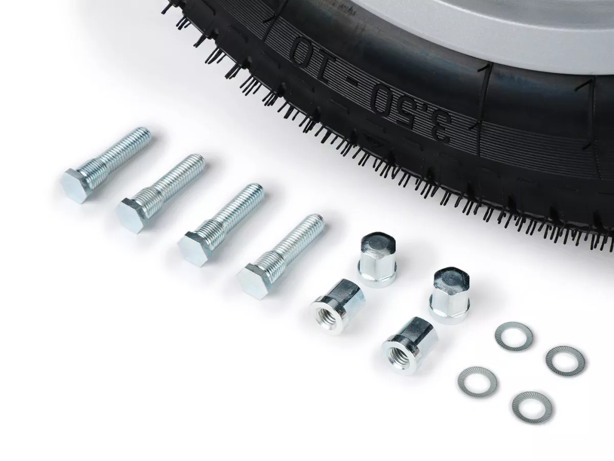 Roue complète -BGM Classic, sans chambre à air, Lambretta- 3.50 - 10 pouces TL 59S (reinforced) - Jante 2.10-10 - argentée