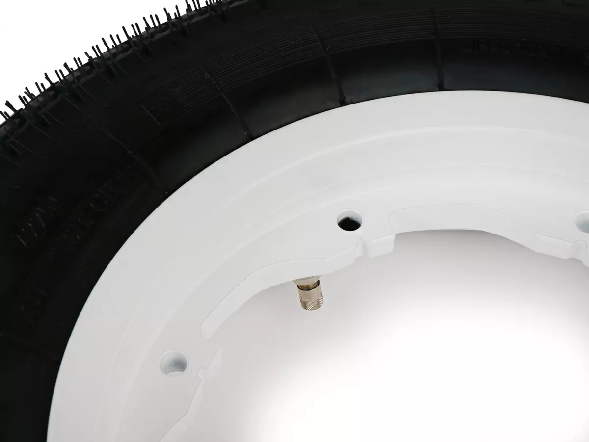 Roue complète -BGM Classic, sans chambre à air, Lambretta- 3.50 - 10 pouces TL 59S (reinforced) - Jante 2.10-10 blanche