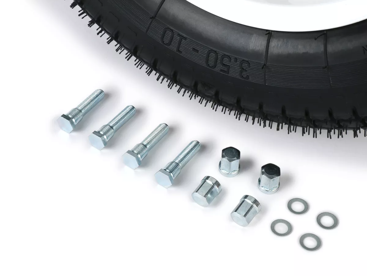 Roue complète -BGM Classic, sans chambre à air, Lambretta- 3.50 - 10 pouces TL 59S (reinforced) - Jante 2.10-10 blanche