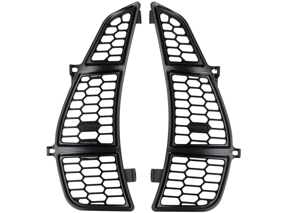 Bagageutrymmesgaller BGM honeycomb, aluminium CNC, blank svart till Vespa GTS125/300/310 (2023-), GTV 300/310 (2023-)