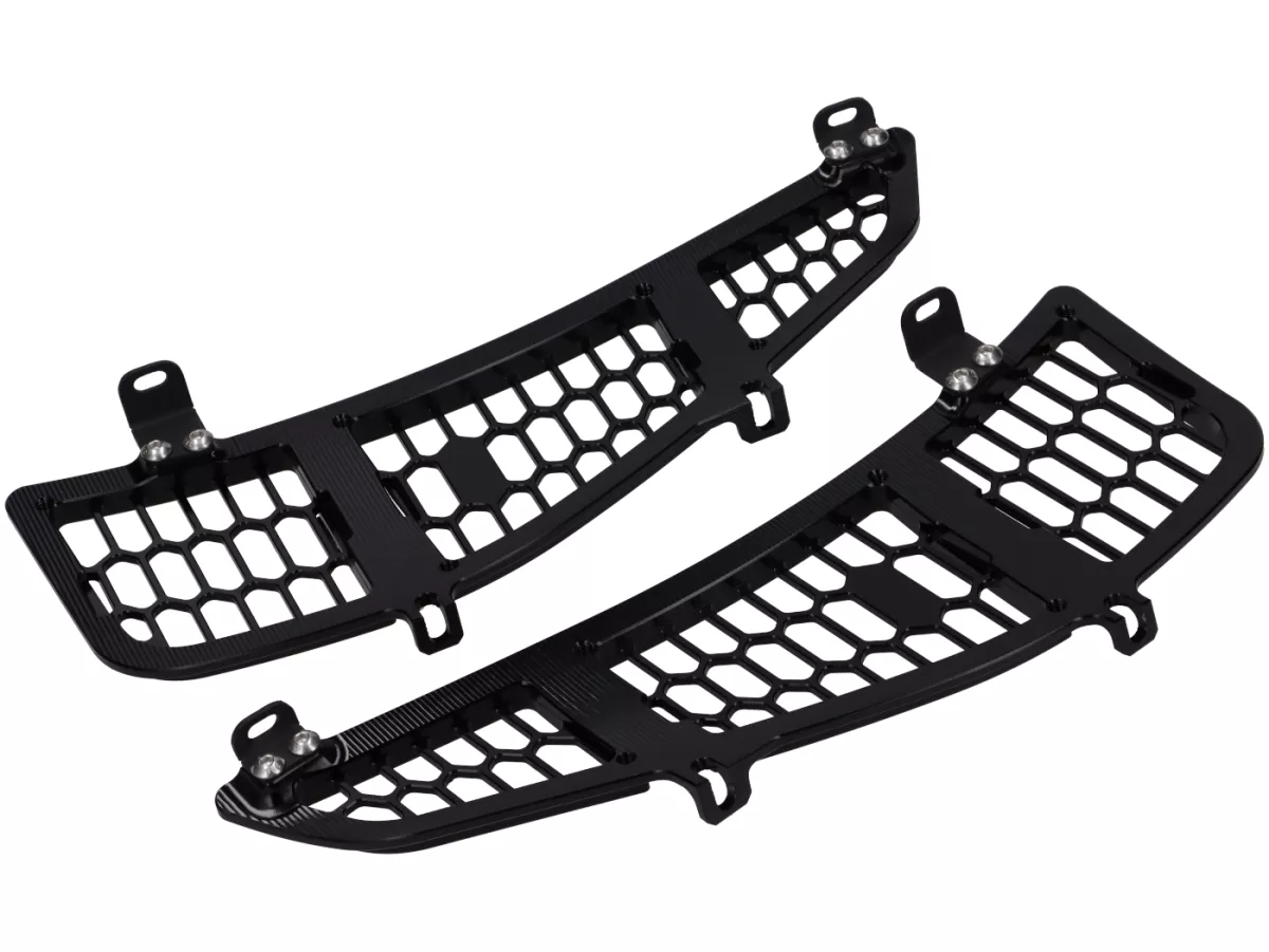 Bagageutrymmesgaller BGM honeycomb, aluminium CNC, blank svart till Vespa GTS125/300/310 (2023-), GTV 300/310 (2023-)