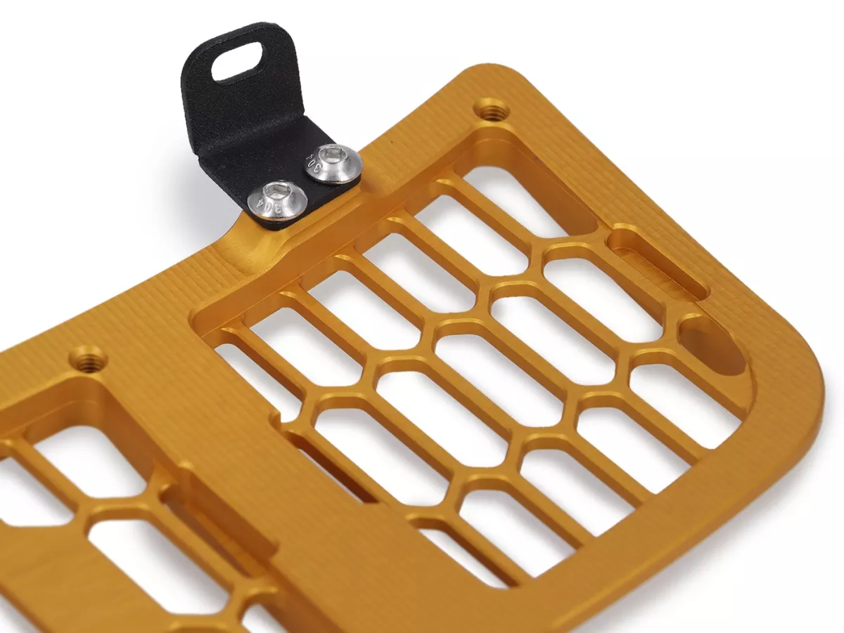 Griglia vano bagagli BGM a nido d'ape, alluminio CNC, oro opaco per Vespa GTS125/300/310 (2023-), GTV 300/310 (2023-)