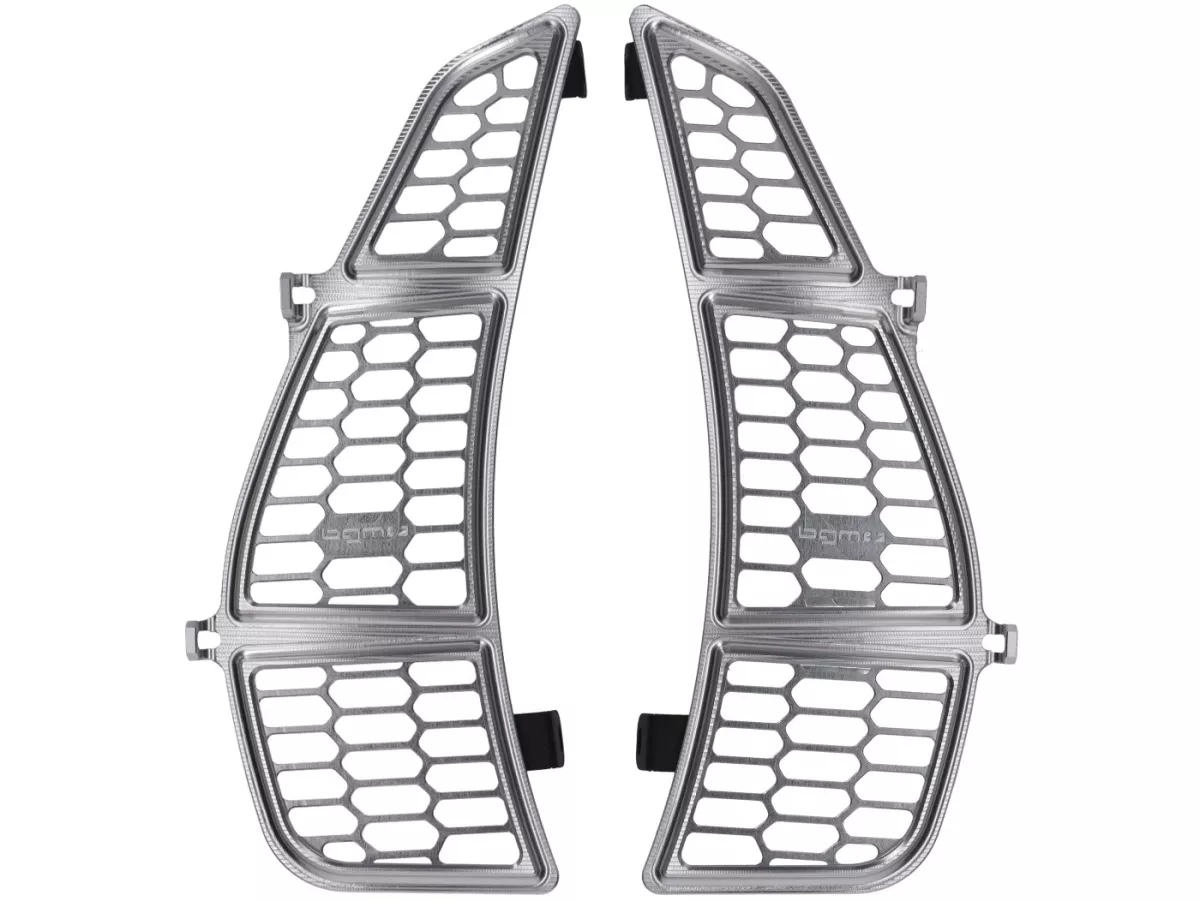 Bagageutrymmesgaller BGM honeycomb, aluminium CNC, silver till Vespa GTS125/300/310 (2023-), GTV 300/310 (2023-)