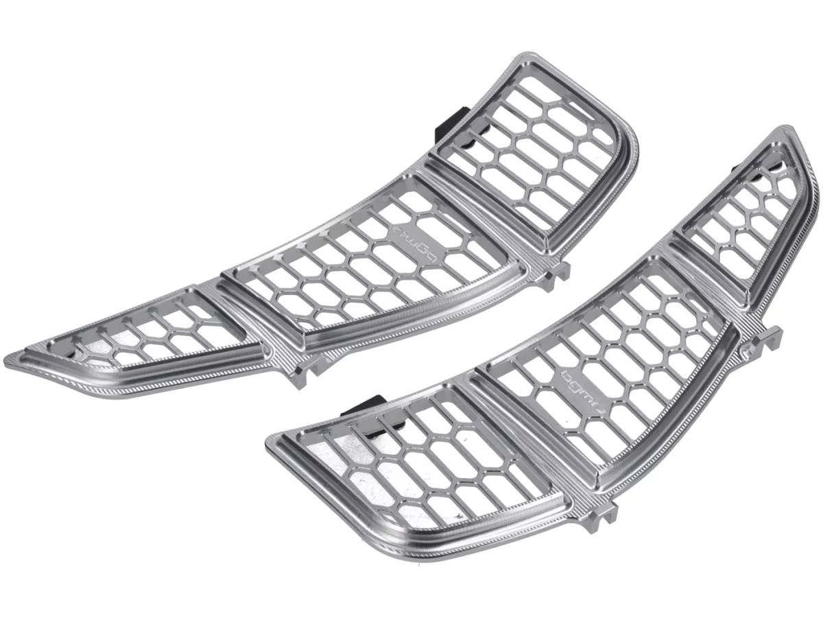 Bagageutrymmesgaller BGM honeycomb, aluminium CNC, silver till Vespa GTS125/300/310 (2023-), GTV 300/310 (2023-)