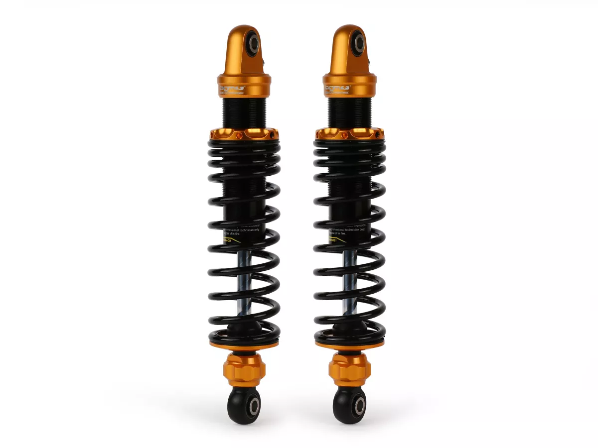 Jeu d'amortisseurs arrière -BGM PRO F16 SPORT- Royal Alloy, GP125-350, TG125-350 - noir/or