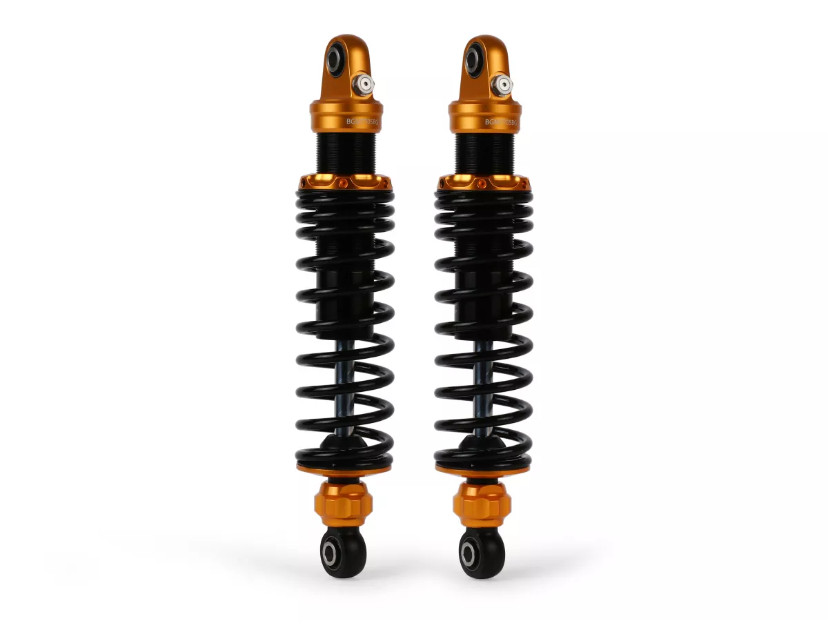 Jeu d'amortisseurs arrière -BGM PRO F16 SPORT- Royal Alloy, GP125-350, TG125-350 - noir/or