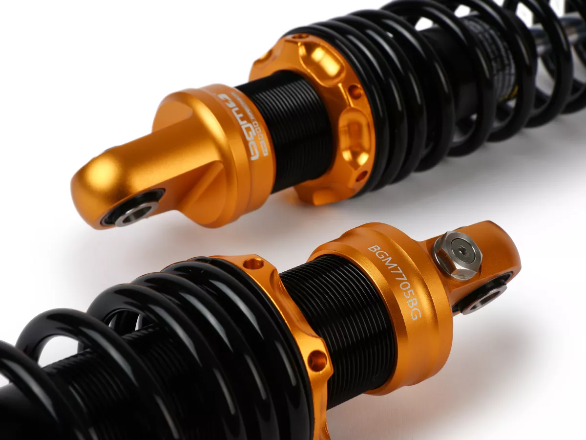 Jeu d'amortisseurs arrière -BGM PRO F16 SPORT- Royal Alloy, GP125-350, TG125-350 - noir/or
