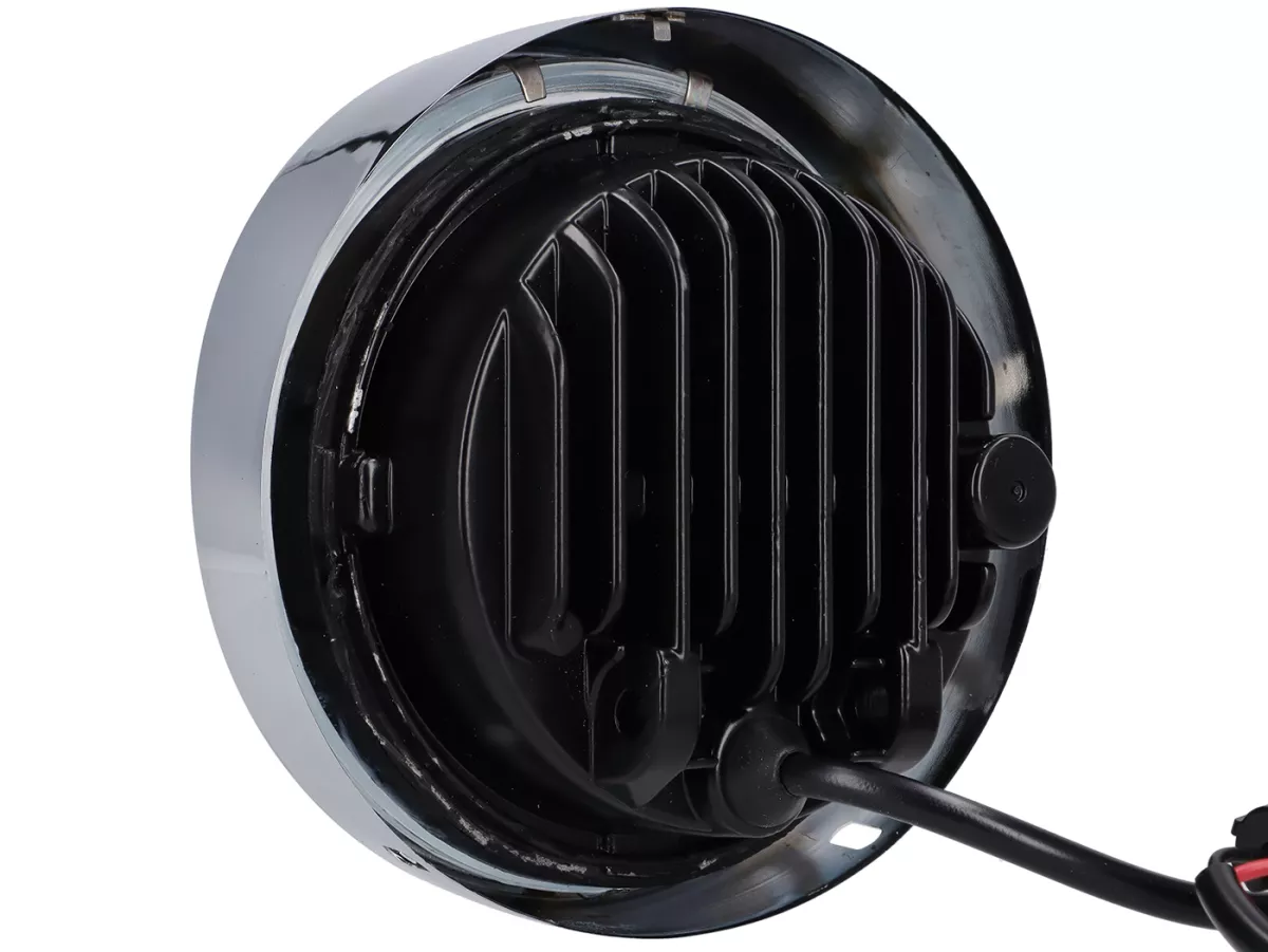 Lampu depan -SIEM LED Ø=115/120mm (kaca/luar) - Vespa VNB3T ke VNB6T, VBA1T, VBB1T ke VBB2T, GS150/GS3 (VS4T ke VS5T), GS160/GS4 (VSB1T) - kaca, termasuk cincin lis - termasuk set konverter tegangan