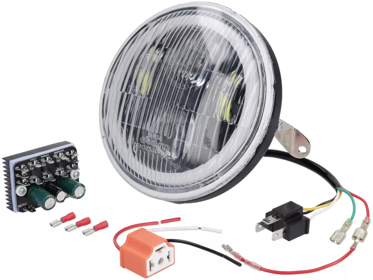 Headlight -SIEM LED Ø=146mm (with DGM test mark)- Vespa PX old, PX Lusso, Disc, '98, My (1977-2016) - incl. voltage converter set