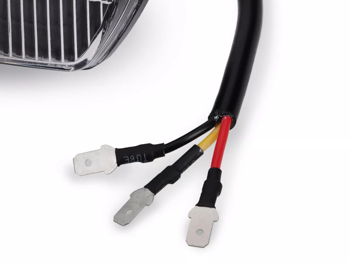 Lampu depan -SIEM LED, persegi panjang (dengan tanda persetujuan DGM) - Vespa V50 Special - termasuk set konverter tegangan