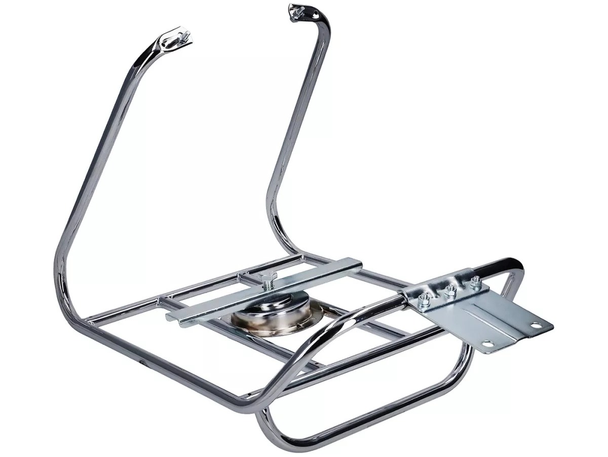 Porte-bagages arrière avec support de roue de secours -AMS CUPPINI- Lambretta - Lambretta LI (série 3), LIS, SX, TV (série 3), DL, GP - Chrome