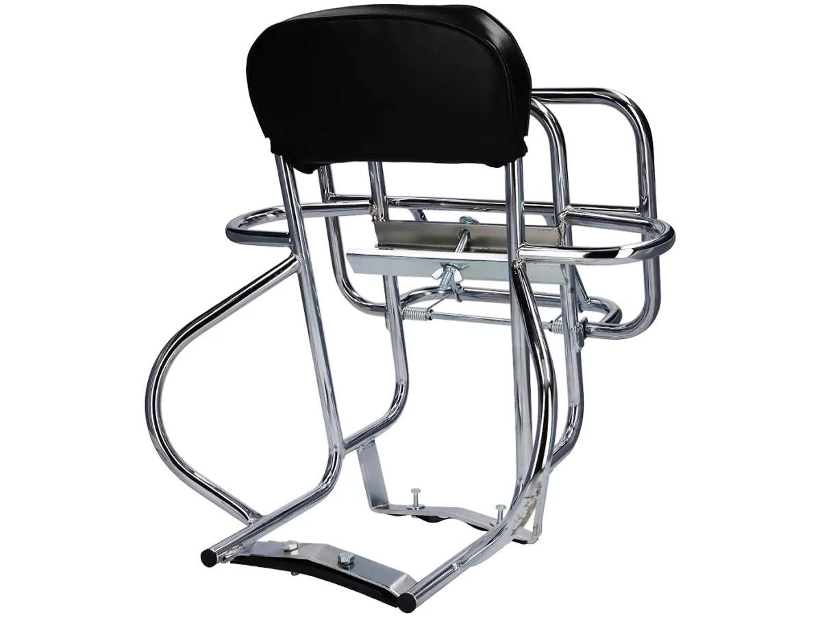 Opklapbaar bagagerek '3-IN-1' -AMS CUPPINI- Lambretta LI (serie 3), LIS, SX, TV (serie 3), DL, GP - met rugleuning en reservewielhouder - chroom