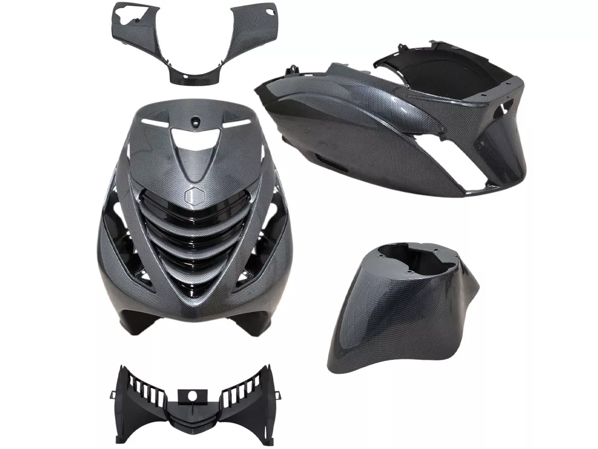 Juego carenado 5 piezas -DMP- SP Evo-1 - Piaggio Zip 2000, Zip II 50-125 - Carbon look glossy
