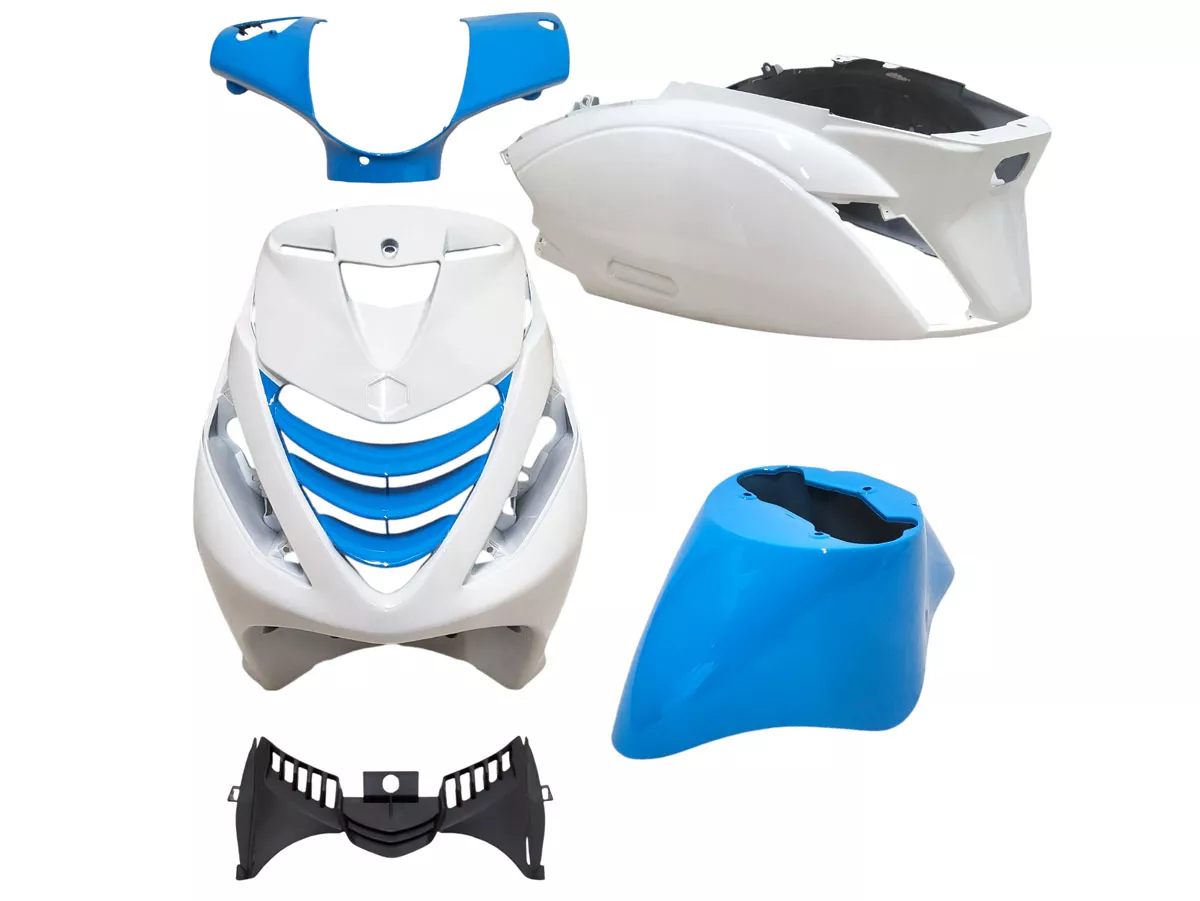 Kåpset 5-delat -DMP- SP RS-1 Race - Piaggio Zip 2000, Zip II 50-125 - blå / vit