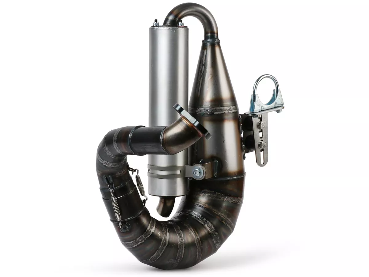 Knalpot -EGIG PERFORMANCE Whisper Goofi Curly - Egig 220, peredam suara yang disekrup - Vespa ET3, PV125 - Peredam kejut perlu diimbangi