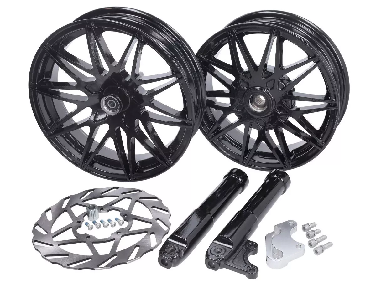 Hjulkonverteringssats -FAST ARROW PRO- Piaggio Zip 2000, Zip II 50-125 - svart glansig