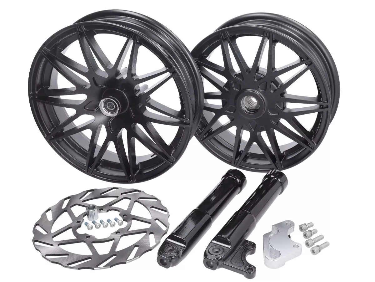 Fälgkonverteringssats -FAST ARROW PRO- Piaggio Zip 2000, Zip II 50-125 - svart matt