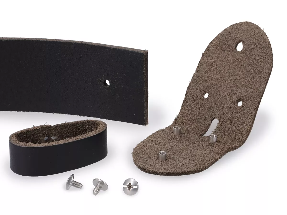 Riem - zwart, echt leer, maat 85, met Vespa gesp