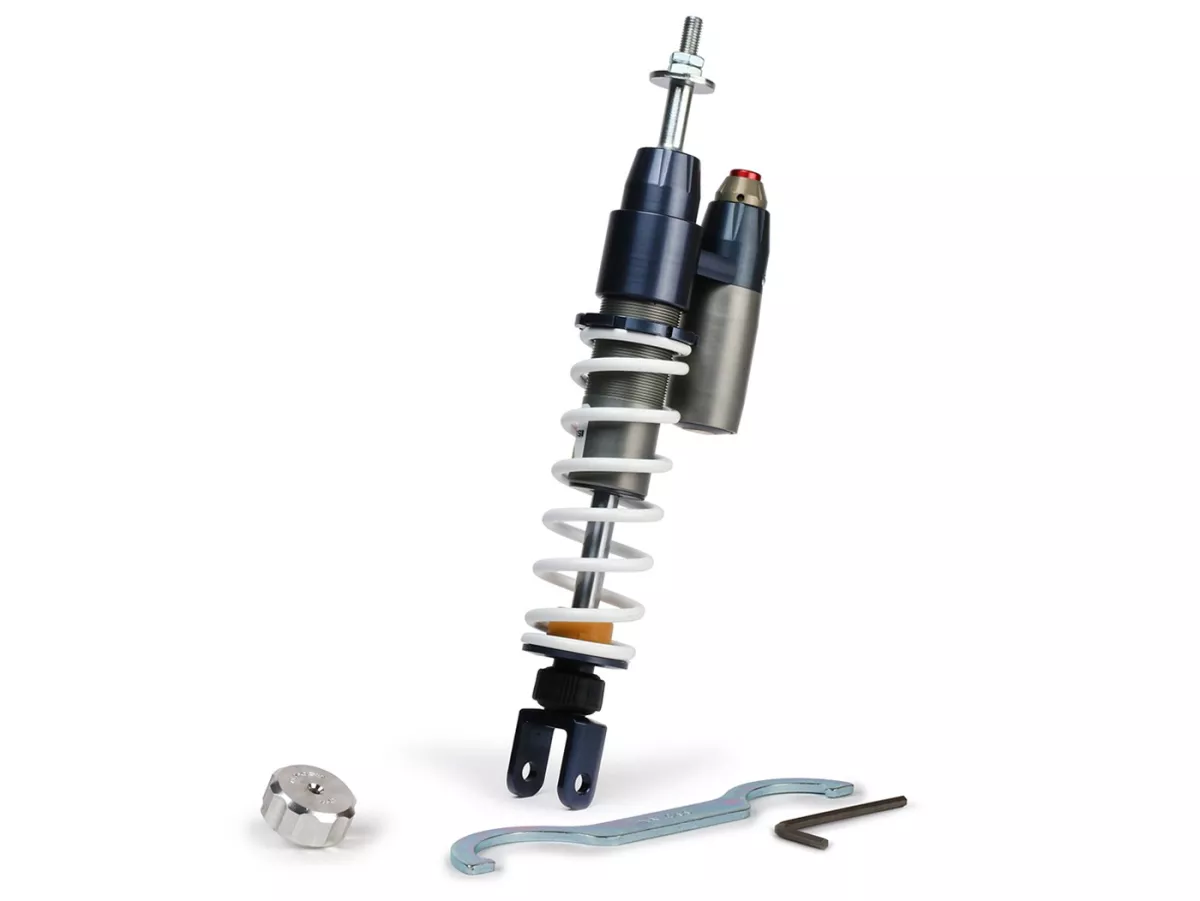 Rear shock absorber -MALOSSI- RS24/10-R, 333mm- Vespa ET2 50, S 50, Piaggio Quartz, ZIP SP, Sfera 50, Sfera80, Sfera RST 50, SKR 125, SKR150