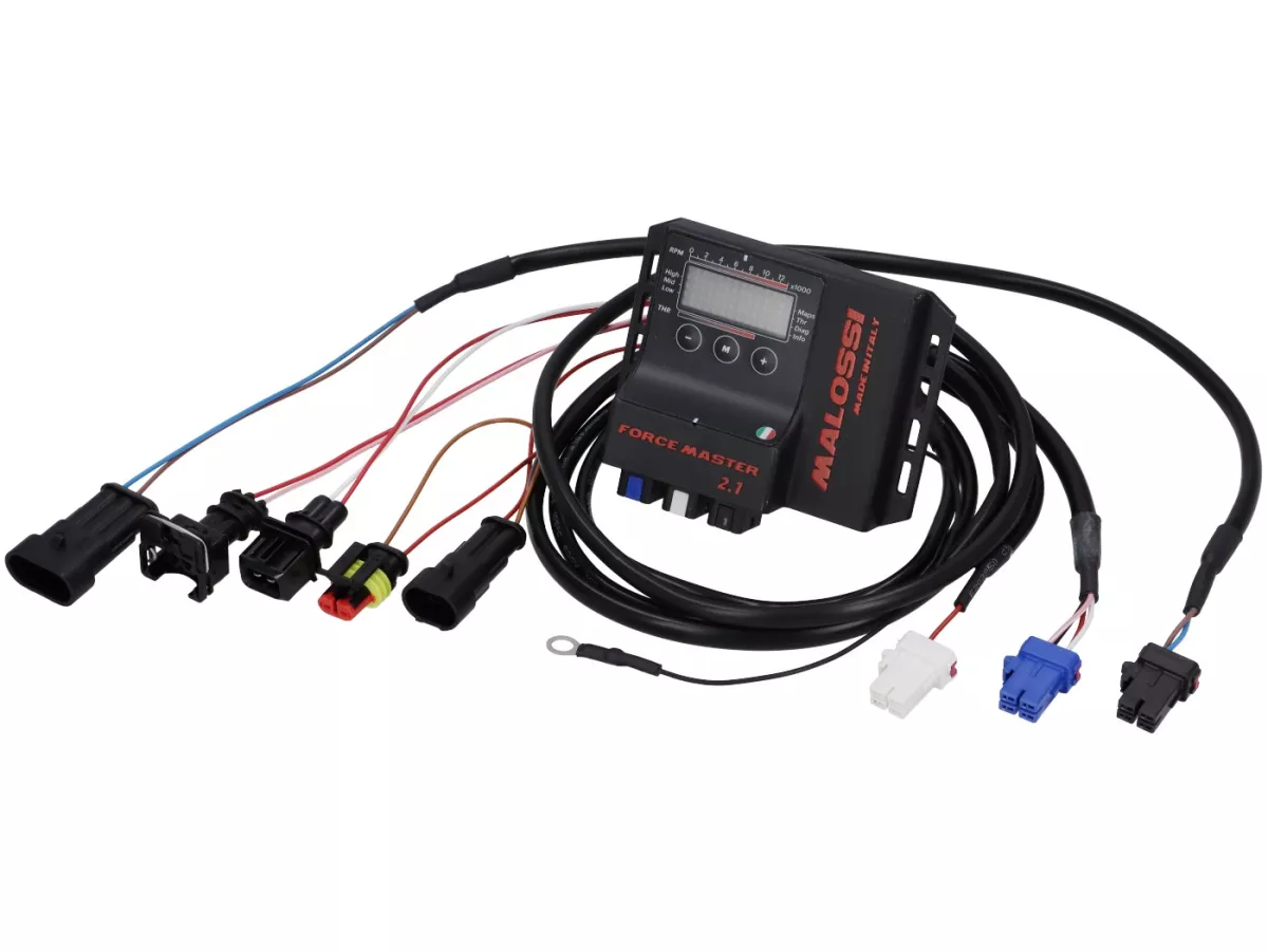 Calculateur d'injection Malossi Forcemaster 2.1 pour Vespa GTS 250ie, Vespa GTV 250ie, Vespa GT 60 250ie, Aprilia atlantic 250ie, Aprilia Arrecife 250ie, Aprilia Scarabeo 250ie, Benelli Adiva 250ie, Derbi GP1 250ie, Derbi Rambla 250ie, Gilera Nexus 25