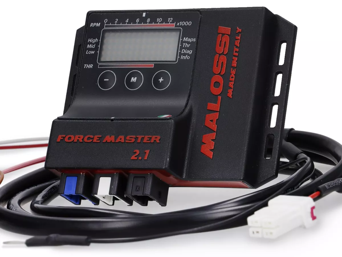 Calculateur d'injection Malossi Forcemaster 2.1 pour Vespa GTS 250ie, Vespa GTV 250ie, Vespa GT 60 250ie, Aprilia atlantic 250ie, Aprilia Arrecife 250ie, Aprilia Scarabeo 250ie, Benelli Adiva 250ie, Derbi GP1 250ie, Derbi Rambla 250ie, Gilera Nexus 25
