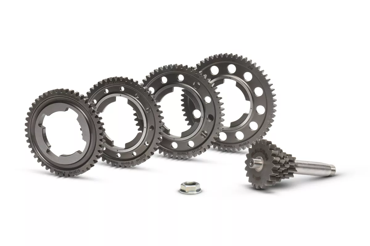 Set cambio -MALOSSI Racing- Vespa V50, PV125, ET3, PK50, PK80, PK125 S-XL - albero ausiliario 10-15-18-20, albero principale 46-49-54-58