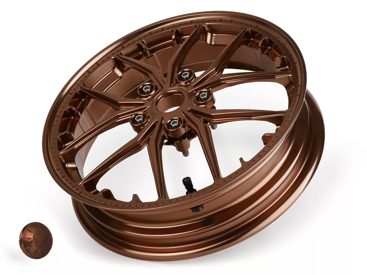 Jeu de jantes Magic MG-19 3.00-12 pouces, forgées, bronze pour Vespa GTS/GTS Super/GTV/GT 60/GT/GT L 125-310, Sprint/Primavera 125-150