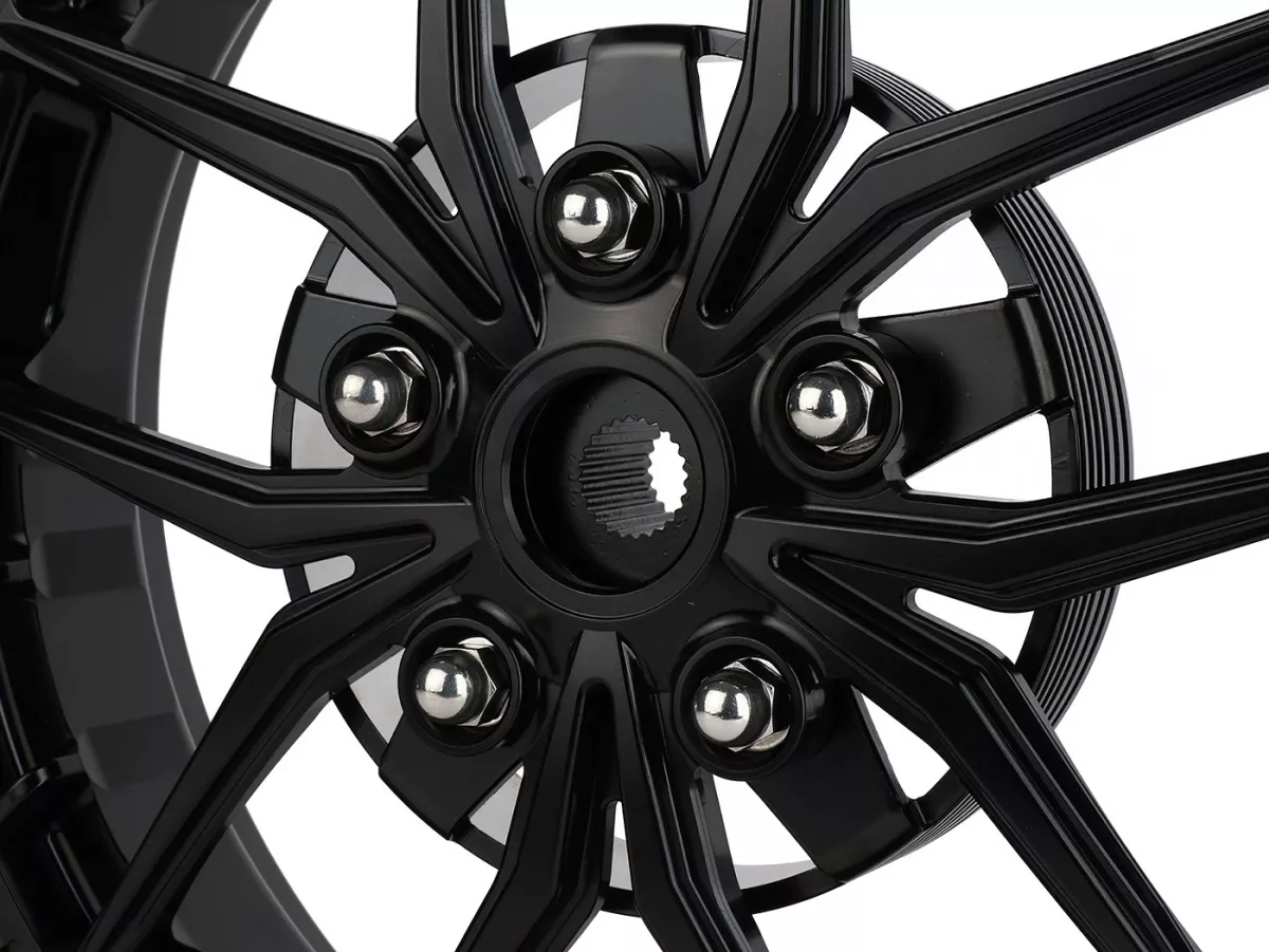 Set roda Magic MG-19 3.00-12 inci, tempa, hitam untuk Vespa GTS/GTS Super/GTV/GT 60/GT/GT L 125-310, Sprint/Primavera 125-150