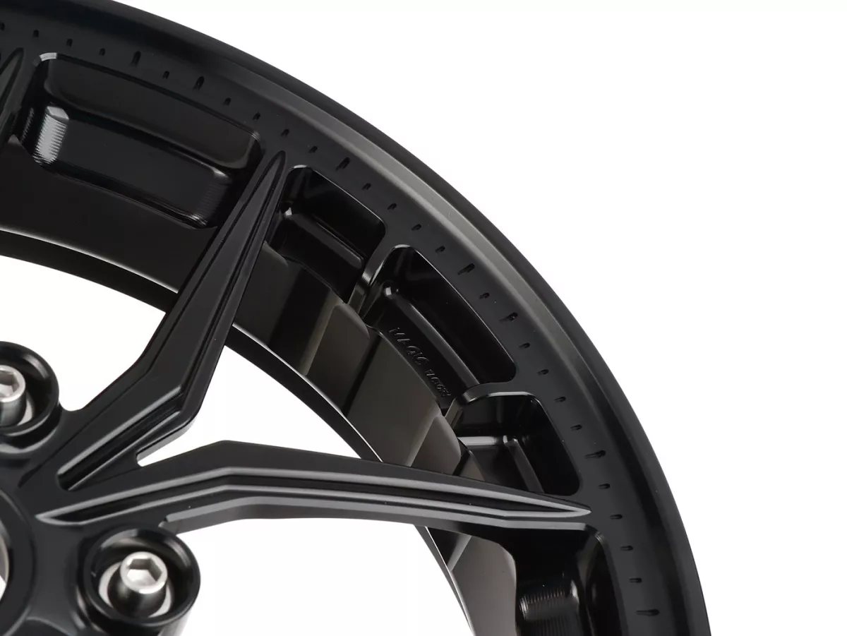 Set roda Magic MG-19 3.00-12 inci, tempa, hitam untuk Vespa GTS/GTS Super/GTV/GT 60/GT/GT L 125-310, Sprint/Primavera 125-150