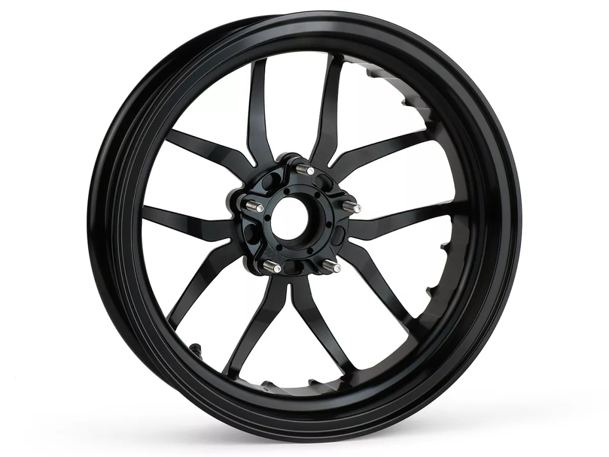 Set roda Magic MG-19 3.00-12 inci, tempa, hitam untuk Vespa GTS/GTS Super/GTV/GT 60/GT/GT L 125-310, Sprint/Primavera 125-150