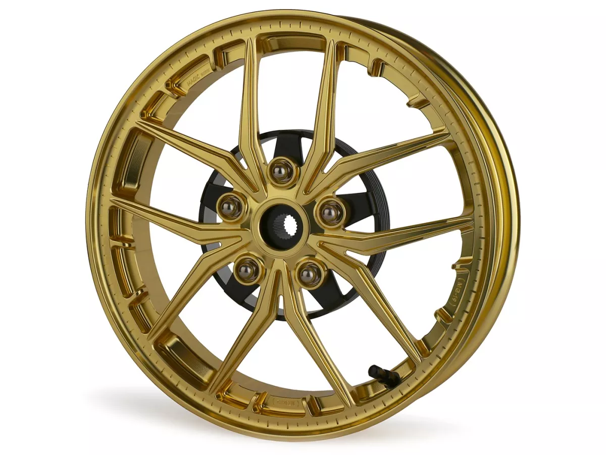 Wheel set Magic MG-19 3.00-12 inch, forged, gold for Vespa GTS/GTS Super/GTV/GT 60/GT/GT L 125-310, Sprint/Primavera 125-150