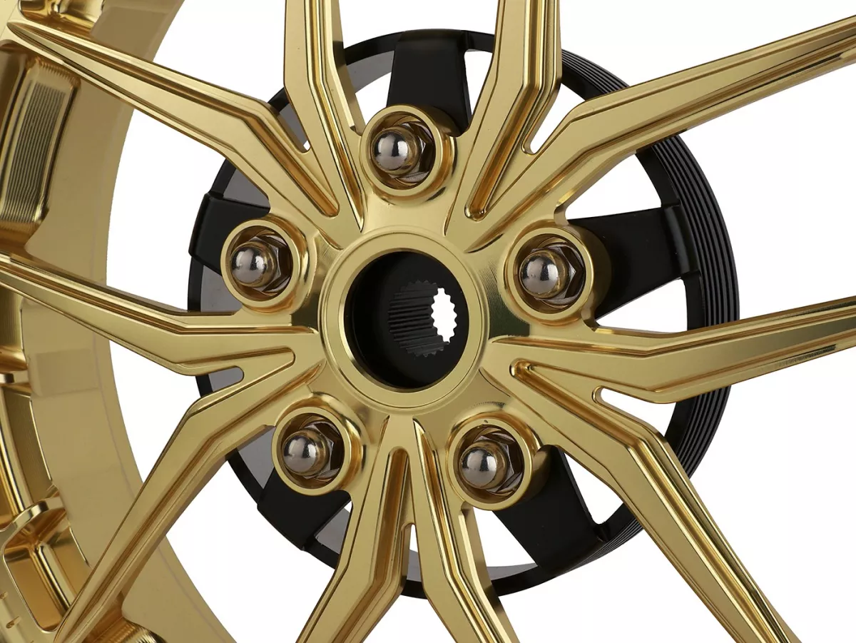 Wheel set Magic MG-19 3.00-12 inch, forged, gold for Vespa GTS/GTS Super/GTV/GT 60/GT/GT L 125-310, Sprint/Primavera 125-150