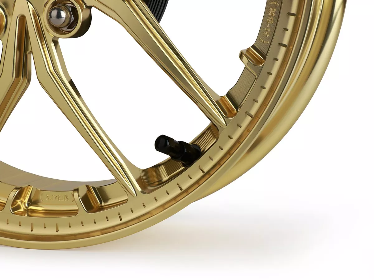 Wheel set Magic MG-19 3.00-12 inch, forged, gold for Vespa GTS/GTS Super/GTV/GT 60/GT/GT L 125-310, Sprint/Primavera 125-150